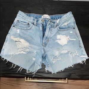 Abercrombie & Fitch Light Blue Distressed Jean Shorts